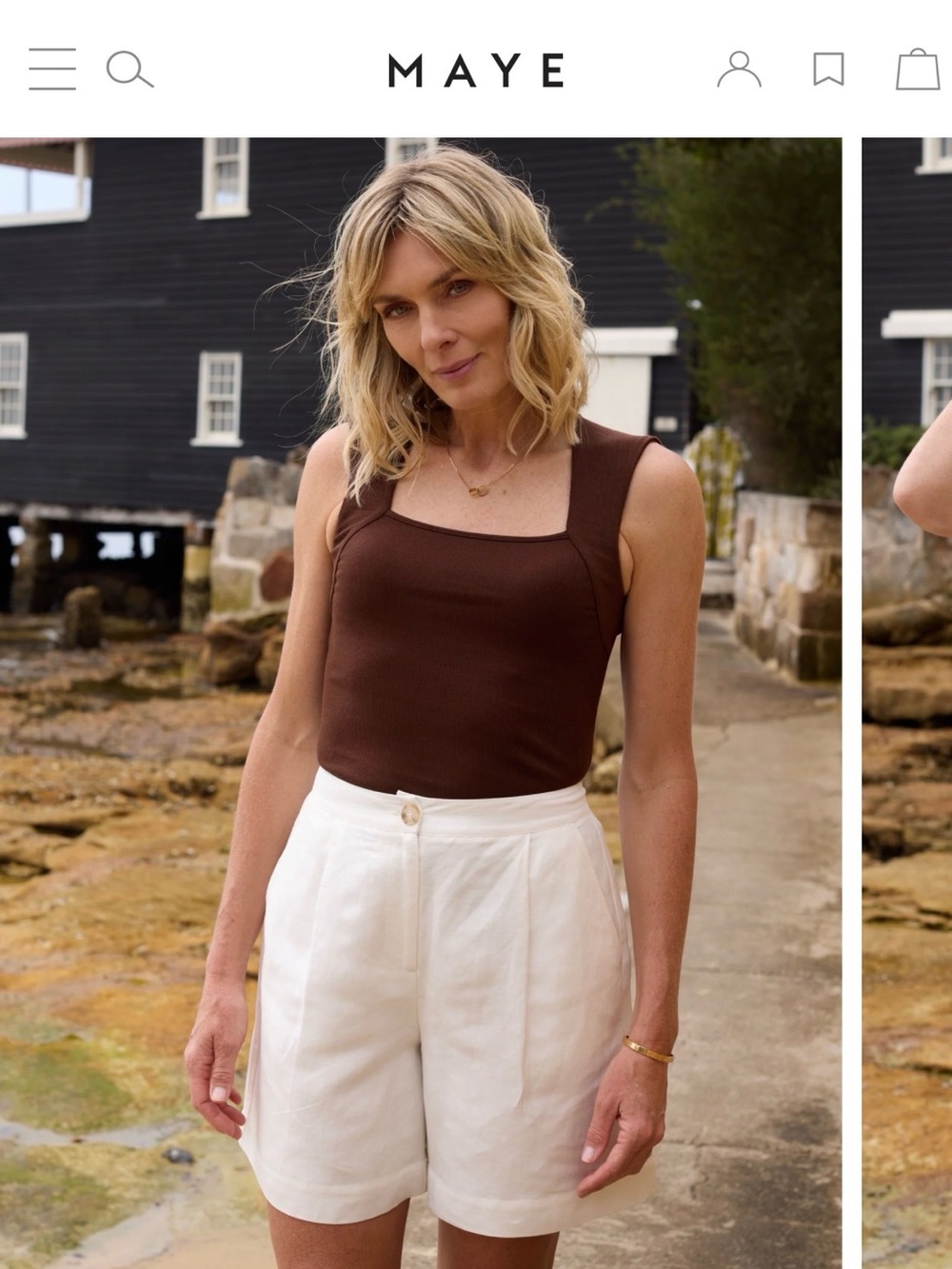 NWT: MAYE Jemima Rib Tank - Chocolate